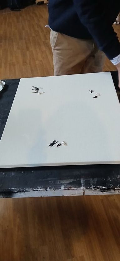 Staining the canvas